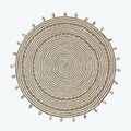 Youngs Paper Round Wall & Tabletop Mat with Shell Accent, White & Natural 61673